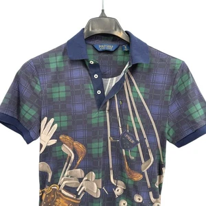 Polo Golf Ralph Lauren Plaid Golf Bag Graphic Polo Shirt NWOT Mens Pro Fit XS - Picture 1 of 13