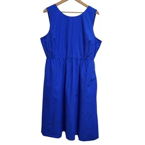 J Crew Kleid Damen Gr. 20 royalblau Baumwolle ärmellos Passform ausgestellt gefüttert Taschen - Bild 1 von 11