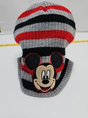 Gorro de Mickey Mouse rojo/negro tejido a rayas rojo/negro Disney para niños 2T a 5T Foto 1 de 4
