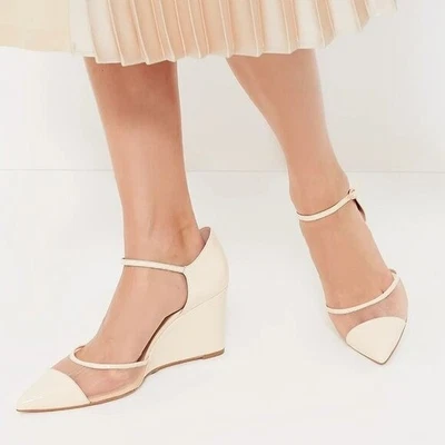 Tuckernuck Patent Leather Darcy Wedge heels Ivory Size 9 Womens - Image 1 of 4