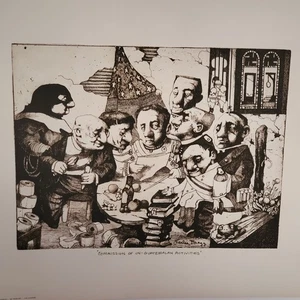 CHARLES BRAGG "Commission of Un-Gentleman Activities" PRINT Approx. 16" x 14.5" - Picture 1 of 4