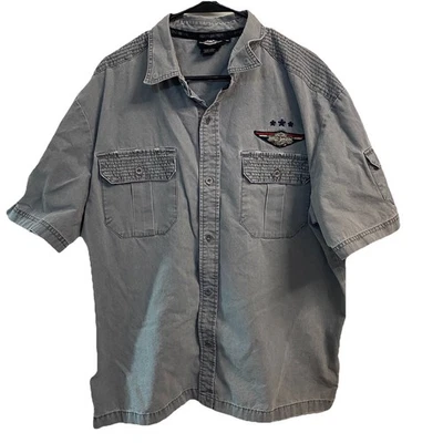Camisa de trabajo Harley-Davidson para motociclista de manga corta con botones XL-EUC Foto 1 de 4