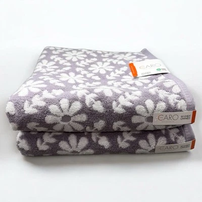 Toalla de baño Caro Home 2 piezas 100 % algodón púrpura + blanco nueva Foto 1 de 4