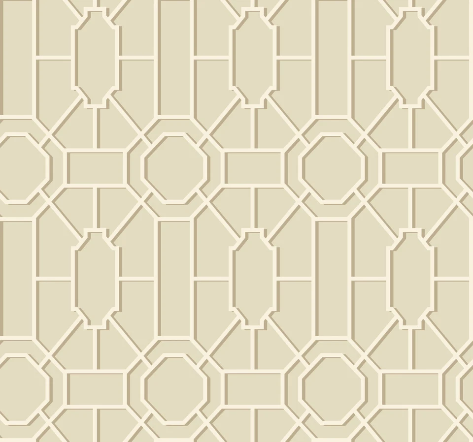 Williamsburg Geometric Lattice Soft White & Gold on Sure Strip Wallpaper WM2525 - Image 1 of 1