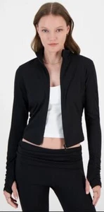 Ultra Flirt BLACK Women's Juniors' Full-Zip Fleece Lined L/S Top, US X-Small - Picture 1 of 3