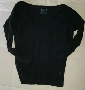 Women's black v-neck long sleeve thin sweater American Eagle Outfitters small - Picture 1 of 4