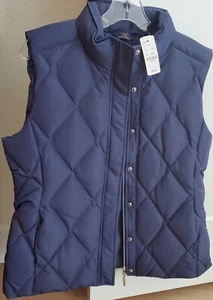 Brooks Brothers Vest Womens Sz 10 Blue Full Zip Quilted Puffer Duck Down Ret.$98 - Picture 1 of 18
