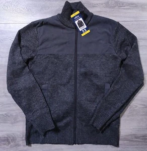 Izod Sweater Adult Small Gray Full Zip Lined Long Sleeve Knit Stretch Pockets - Picture 1 of 8