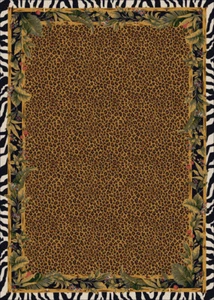 Milliken Brown Tropical Spotted Leaves Area Rug Nature Print Jungle Safari Skins - Picture 1 of 9
