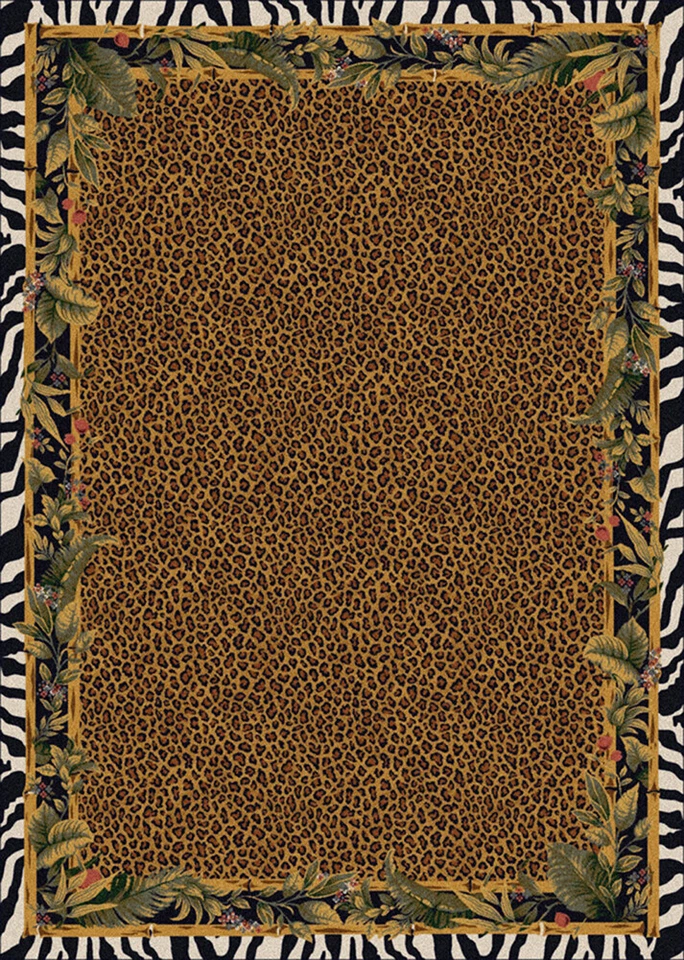 Milliken Brown Tropical Spotted Leaves Area Rug Nature Print Jungle Safari Skins - Image 1 of 1