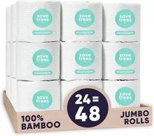 Bamboo Toilet Paper 24 Rolls Septic Safe Organic 3-ply PFAs Free for Home Boat - Picture 1 of 7