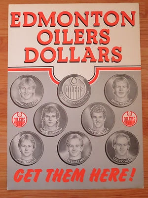 1983 EDMONTON OILERS DOLLAR Advertising Poster GRETZKY MESSIER MOOG LINSEMAN - Image 1 of 2