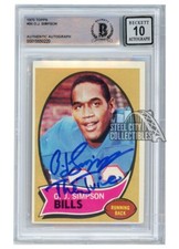 OJ Simpson 1970 Topps "The Juice" Autograph Rookie Card #90 BAS 10