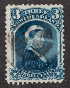 1873 Newfoundland Sc# 34 - 3¢, Queen Victoria, Widow. Used Cv$75 - Picture 1 of 1