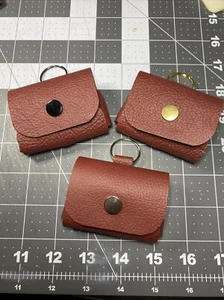 Airpods Pro Leather Case Purse Style Red Leather Handcrafted Snap Keychain - Picture 1 of 3
