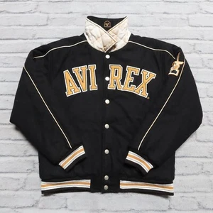 Vintage 00s Avirex Reversible Varsity Jacket Size L 16/18 Black Rap Hip Hop - Picture 1 of 11