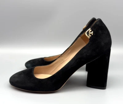 Zapatos de salón Tory Burch Elizabeth de gamuza negros de tacón alto talla 5M Foto 1 de 4