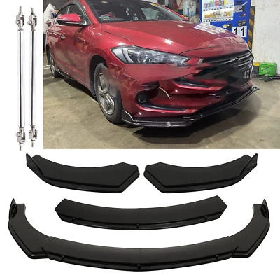 Front Bumper Lips Splitter Spoiler Body Kit +Strut Rods For Hyundai Elantra - Imagem 1 de 4