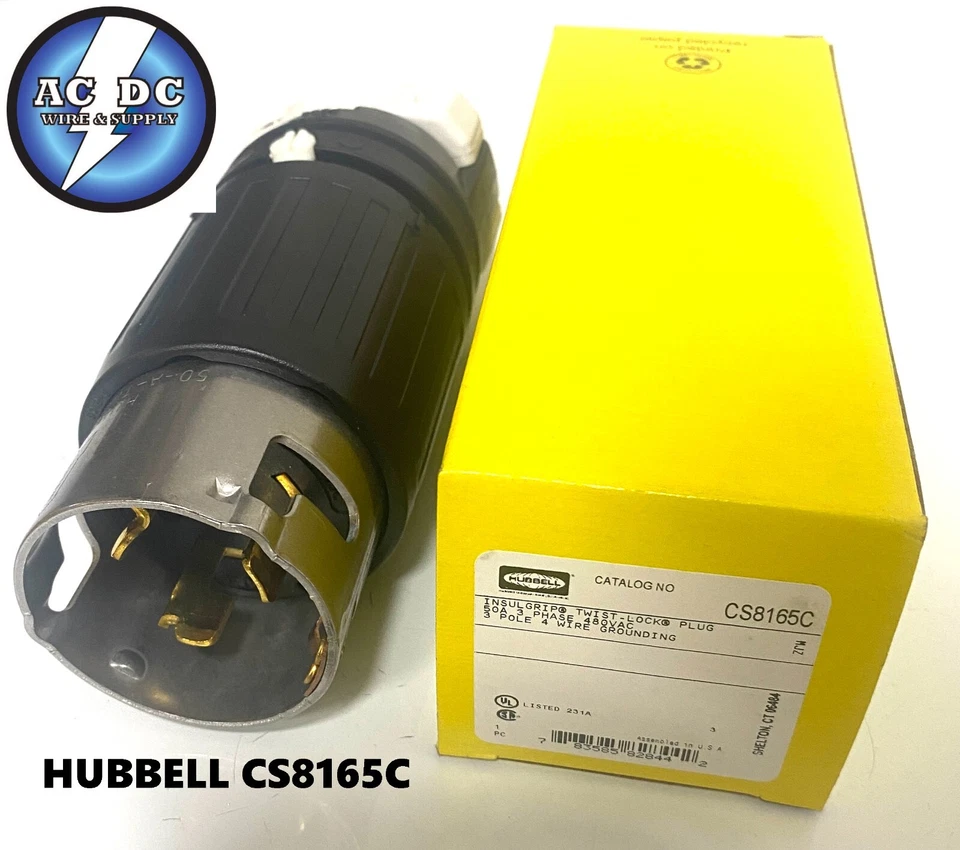 HUBBELL TWIST-LOCK INSULGRIP CS8165C 50A  480VAC CS STYLE 3P 4W GROUNDING - Image 1 of 1