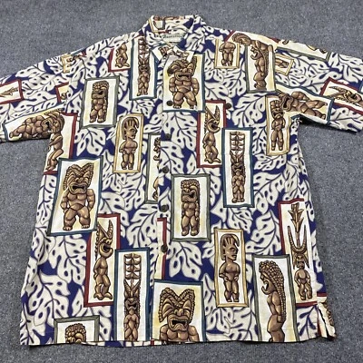 Robert Stock Tiki 波利尼西亚纽扣衬衫 尺寸 M 夏威夷花卉 — 第 1/4 张图片