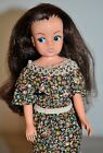 1977 Vintage Pedigree SINDY Doll Dark Brown Hair Eyelashes Dress 033055X VGUC