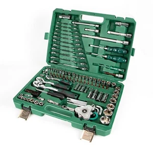 121-Piece Socket Set Tools 1/2'' 3/8'' 1/4'' Drive Metric 4-32mm CR-V Lifetime - Picture 1 of 8
