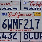 CALIFORNIA LICENSE PLATES - LIPSTICK Blue on White License Plate Tags RANDOM #
