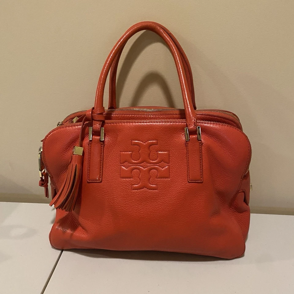 Bolso Thea Tory Burch Jaspe Cuero Guijarro Triple Cremallera Compartimiento Foto 1 de 4
