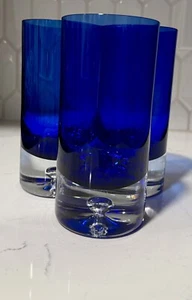 Block Stockholm Cobalt Crystal Highball Glasses Controlled Bubble Set of 3 - Picture 1 of 4