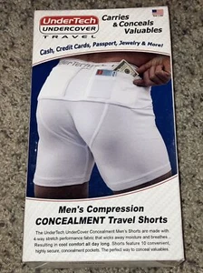 Undertech Undercover Mens White Compression Conceal Travel Shorts White BN XXXL - Picture 1 of 7