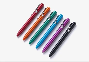 Bolígrafo de acción de perno de aluminio giratorio táctil en rojo naranja negro verde turquesa púrpura - Imagen 1 de 17