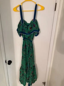 Abito donna "Derek Lam" verde stampa floreale lungo senza maniche. Taglia 8 - Foto 1 di 4