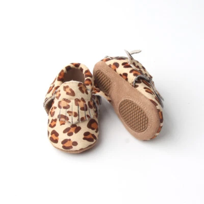 Leopardo Bebé Mocasines Cuero Bebé Zapatos Niño Pequeño Zapatos Mocasines Multicolor Foto 1 de 4