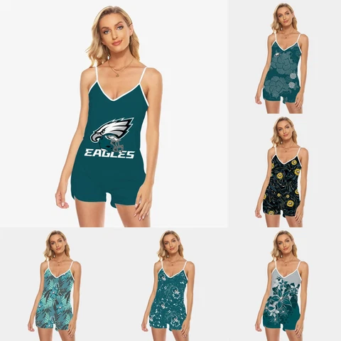 Philadelphia Eagles Womens Beach Jumpsuit V-Neck Tank Tops Rompers Swimsuit Gift Cover