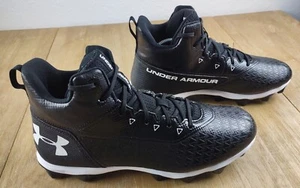 Under Armour Mens Hammer Mid RM 3021198-002 Black Football Cleats Size 12 - Picture 1 of 8