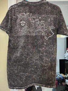 Hawaiian Lava 2 Sided Islands Map Acid Washed T Shirt Medium Gray EUC - Picture 1 of 5