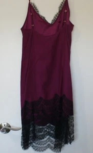 $698 Kiki de Montparnasse lace trim SILK slip dress SZ 6 Color Orchid/Black Lace - Picture 1 of 8