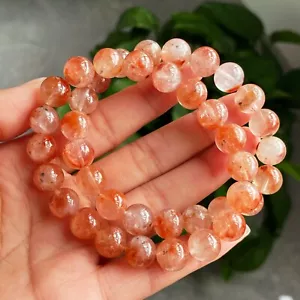 9,7/10 mm 2 Stck. Natürlich Selten Rot Kaninchen Haar Kristall Runde Perlen Armband N13 - Bild 1 von 6