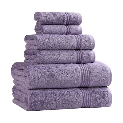 100% Egyptian Cotton Highly Absorbent Quick Dry 600 GSM 6 Piece Towel Set - Image 1 of 2