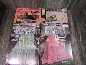Leisure Arts Leaflets Afghans Crochet Quilt Books Patterns Book Lot Vintage - Picture 1 of 7
