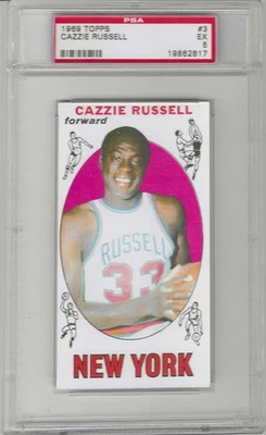 1969 Topps #3 Cazzie Russell Rookie NY Knicks PSA 5 - Image 1 of 2