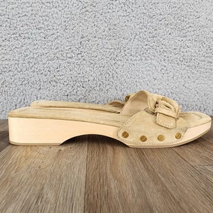 Veronica Beard Women's Size 10M Sandals Beige Suede Leather Buckle Clog Slides - Picture 1 of 14