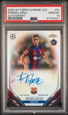 Fermin Lopez Rookie Auto 2023-24 Topps Chrome UEFA PSA 10 - Image 1 of 2