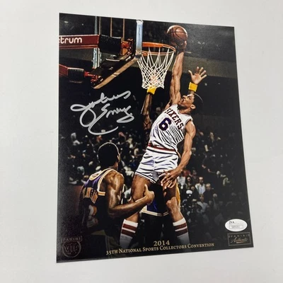 Julius Erving Dr J Signed Autographed 2014 Panini Promo 8x10 Photo JSA COA - Image 1 of 4