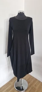 Mama B Black Jersey Dress Size M Asymmetric Stretch Midi Brila Draped Brand New - Picture 1 of 9