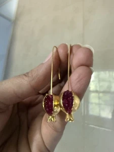 Gold Granatapfel Ohrringe elegant zierlich - Bild 1 von 10