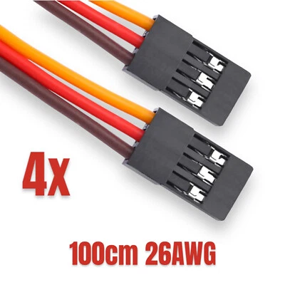 ✅ 4 Servo Patch Kabel 100cm 1m Patchkabel Servokabel JR Stecker zu Stecker 26AWG - Bild 1 von 4