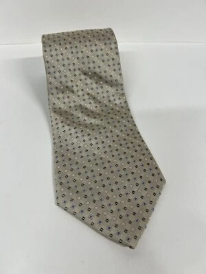 Corbata Calvin Klein Para Hombre 100% Seda Corbata Diamantes Lunares Beige Multicolor Usada en Excelente Condición Foto 1 de 4