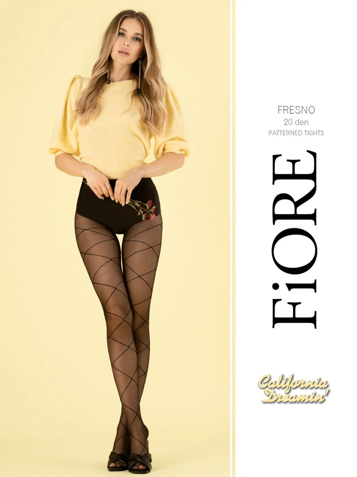 Fiore "Fresno" Strumpfhose mit Rauten-Muster in schwarz Gr. S - M - L - Bild 1 von 1