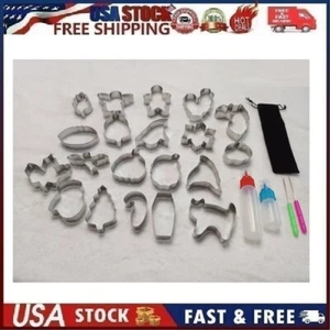 20pc Holiday Cookie Cutter Set with Sugar Stirring Pins & Squeeze Bottles - Picture 1 of 8